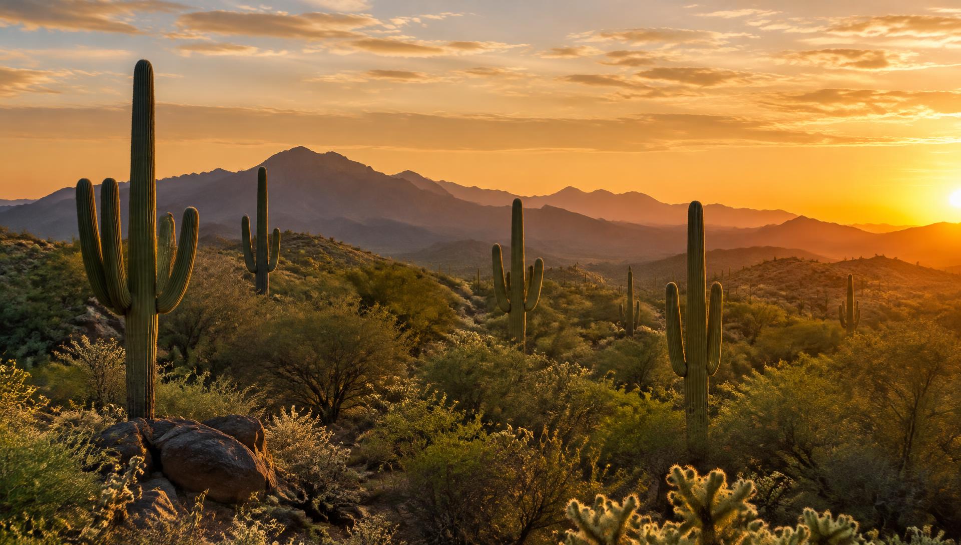 Sonoran Desert landscape near Phoenix at sunset